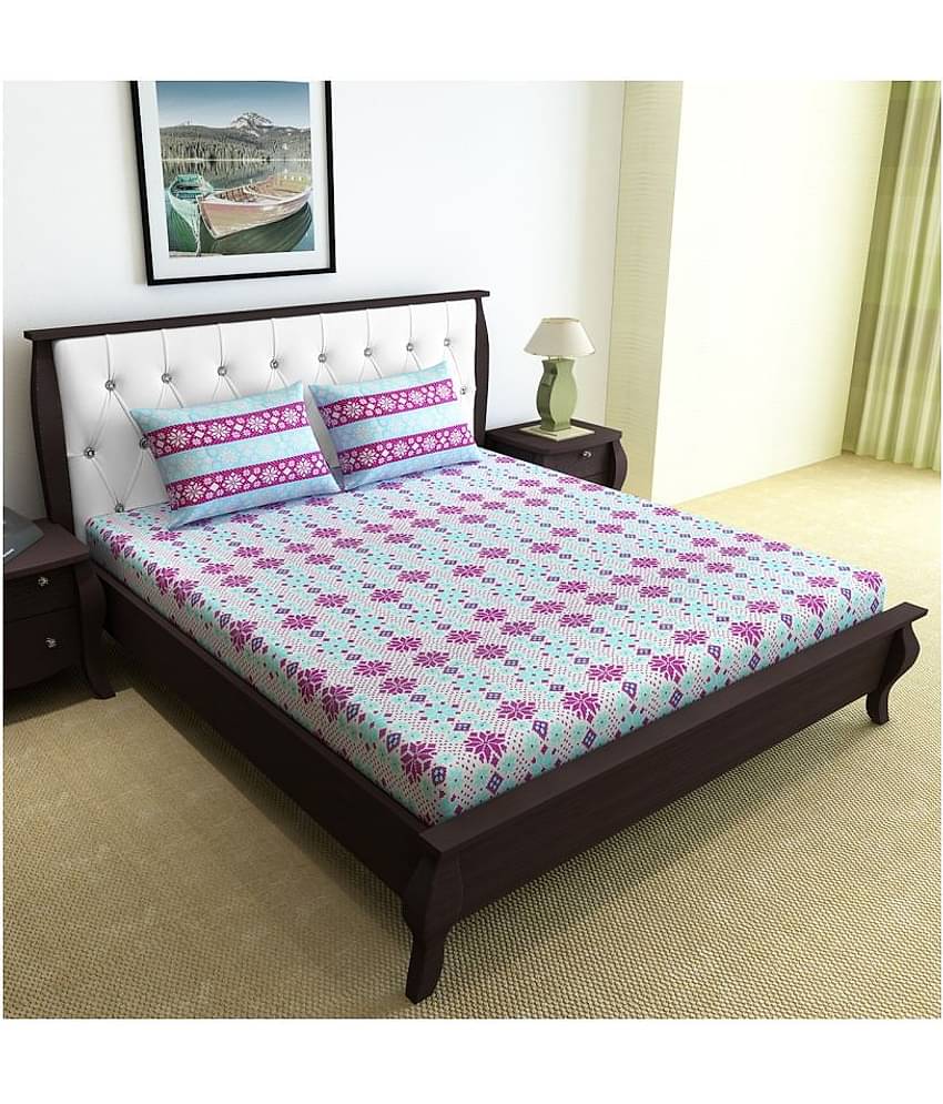 DIVINE CASA Cotton Double Bedsheet ( Off White )