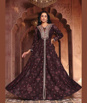 Madhuram Textiles Women's Rayon Stitched Anarkali Ethnic Gown