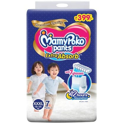 Mamypoko Pant Diaper Pull Up - XXXL, With Breathable Cotto, 7 pcs Pouch