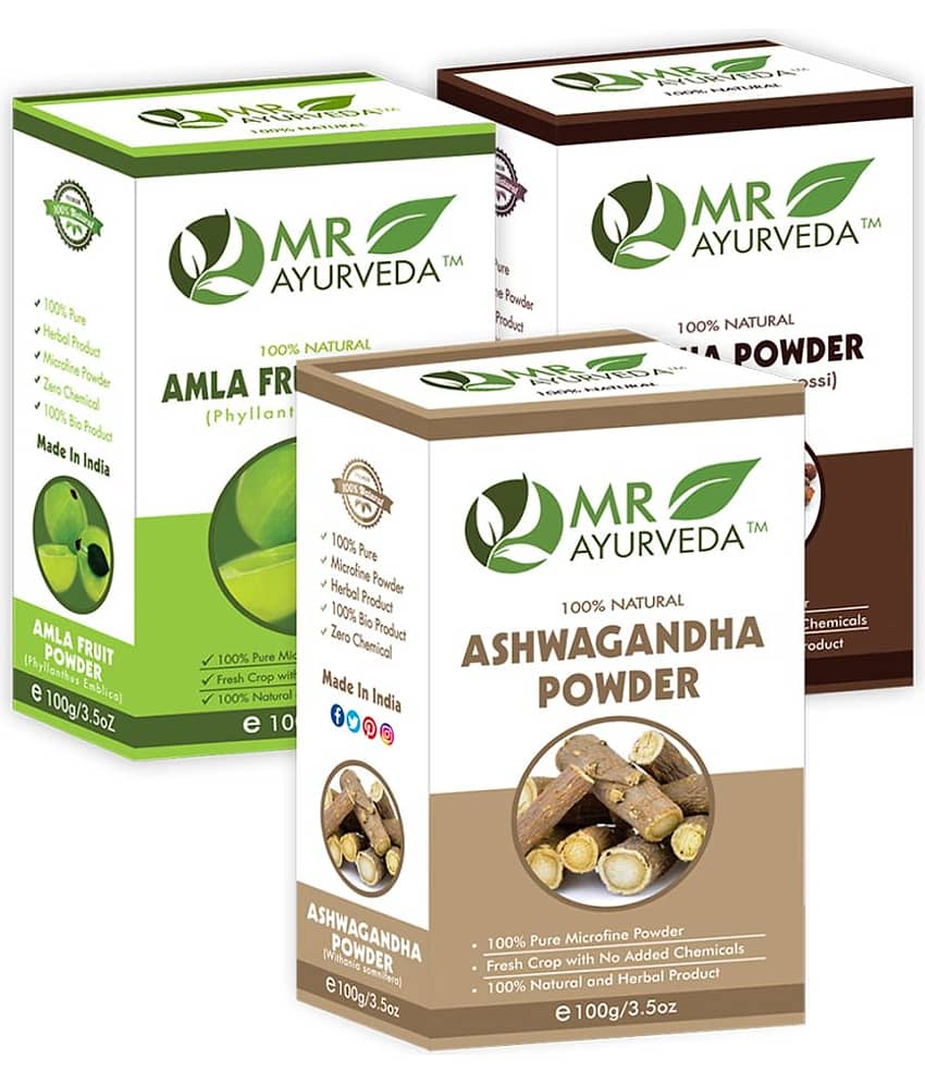 MR Ayurveda Ashwagandha Powder, Amla Powder & Reetha Powder Hair Scalp Treatment 300 g Pack of 3