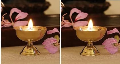 Brass Diya for Special Puja Akhand Jyot Diya for God's Aarti Decorative Deepak set of 2