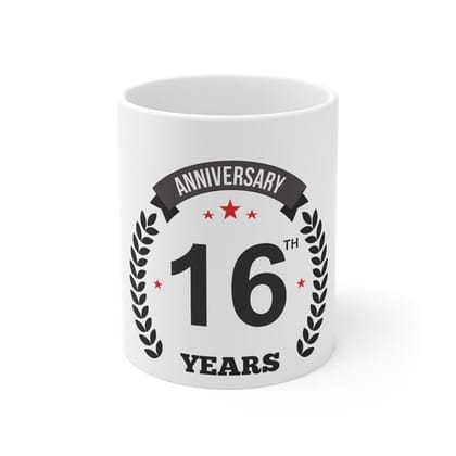 DARSHANS Ceramic 16th Anniversary Printed Coffee Mug (Color: White, Capacity:330ml) DARSHANS Ceramic 16th Anniversary Printed Coffee Mug (Color: White, Capacity:330ml)