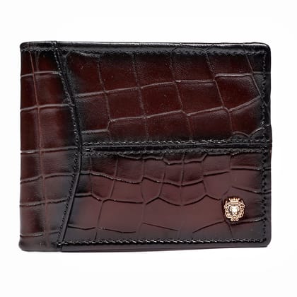 Dark Brown Deep Cut Croco Print Leather Wallet for Men By Brune & Bareskin-FS