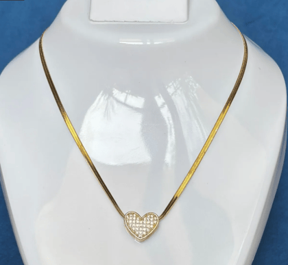 Anti Tarnish Stainless Steel Necklace Zirconia Heart Pendent