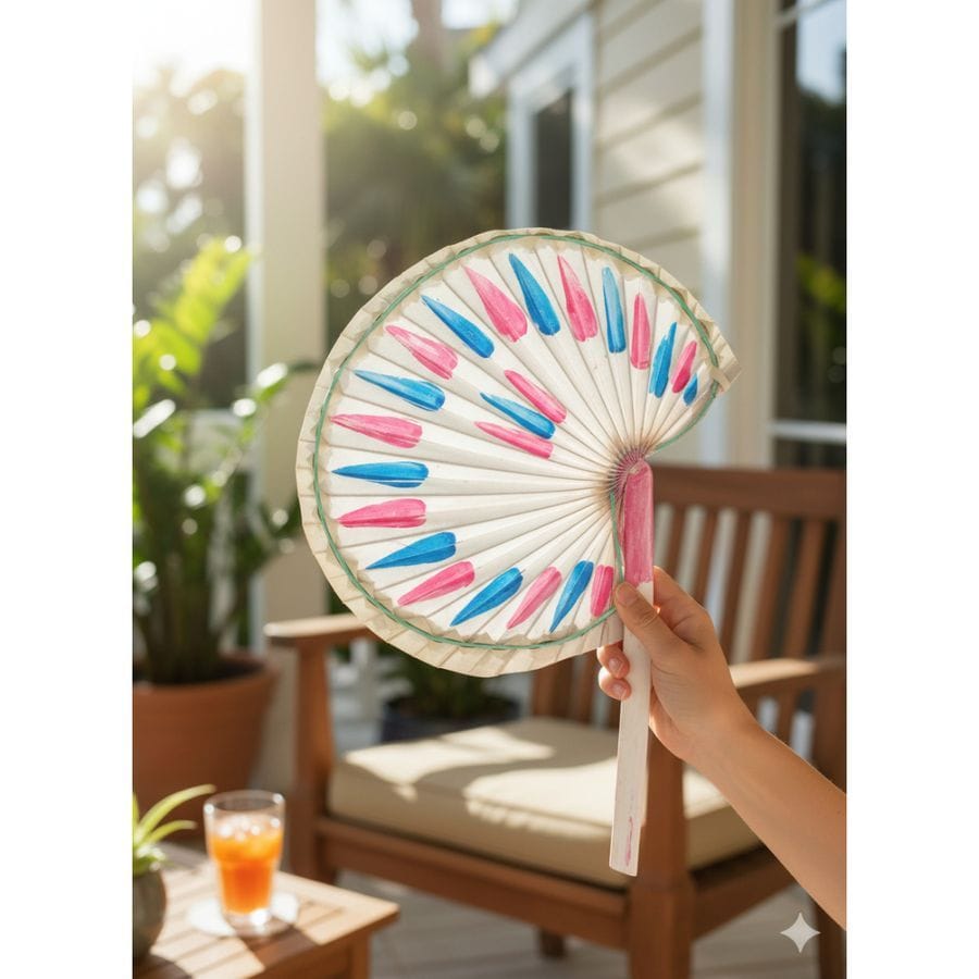 SELF DESIGN BROWN HAND FAN