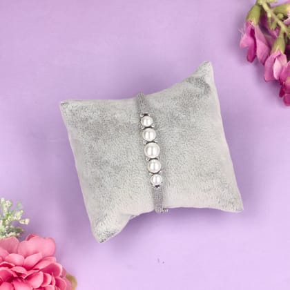 CZ Rhodium Shiny Pearl Bracelet - SIA428564