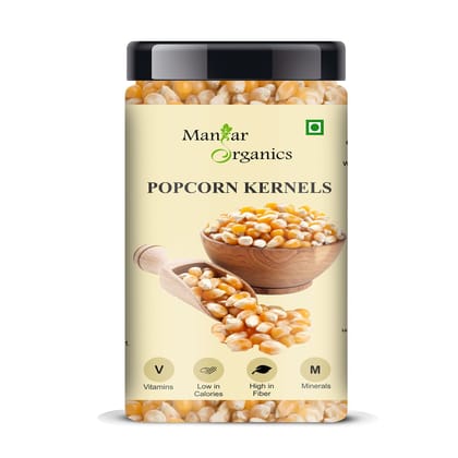 ManHar Organics Popcorn Kernels Jar 650gm | High-Popping, Non-GMO | Makka | Classic Butterfly Corn Kernels | Light & Crunchy | For Homemade Popcorn, Air Poppers & Stove-Top Popping