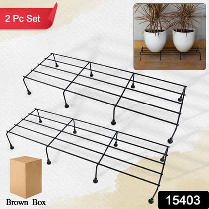 Metal Rectangle Flower plant stand for balcony (60×20 Cm / 2 Pc Set)