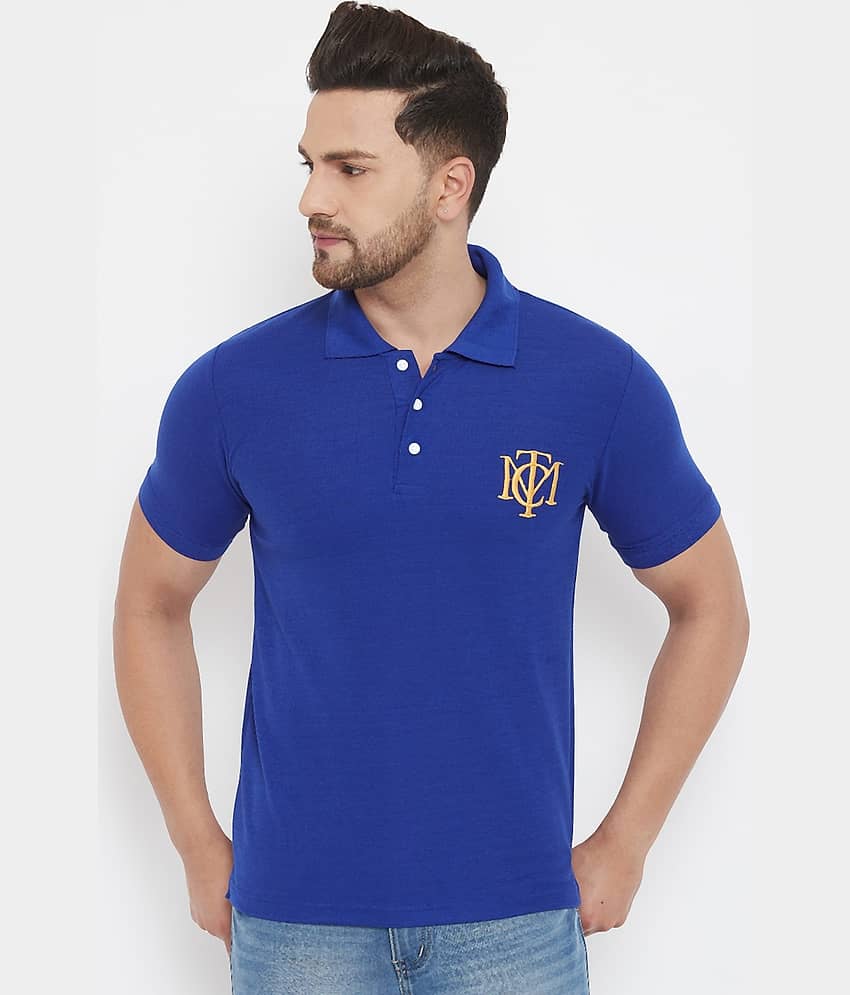 The Million Club Pack of 1 Cotton Blend Regular Fit Solid Half Sleeves Men's Polo T Shirt ( Blue )