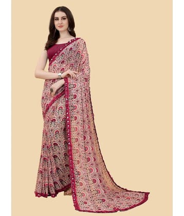 BLEESBURY Georgette Printed Saree With Unstitched Blouse Piece ( Black )