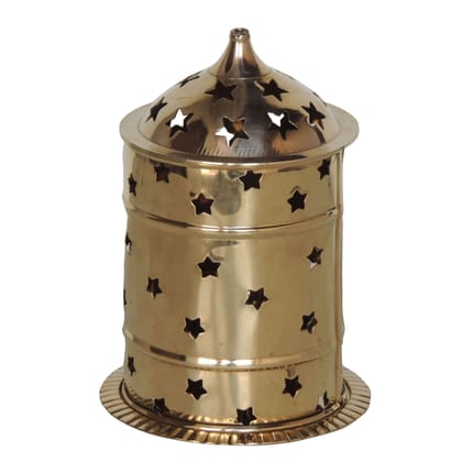 Brass Table Decor Oil Lamp, Deepak  - Antique Brass Hanging Diya for D�cor, Height : 7.2 Inch (ZMAS539 D)