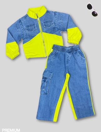 Girls Imported Co-Ord Set With Cargo [GCS-9984] (4-12Years)-7-8Y (Size - 30) / Imported / Blue