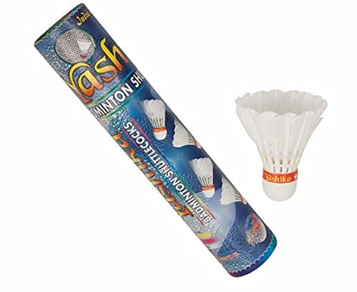 JJ Jonex Feather Shuttle Cock (Pack of 6), White, M, Durable Nylon Shuttlecocks for Recreational Play