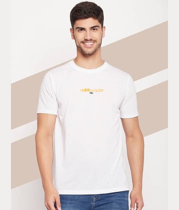 UBX Cotton Blend Regular Fit Printed Half Sleeves Men's Round T-Shirt - White ( Pack of 1 )