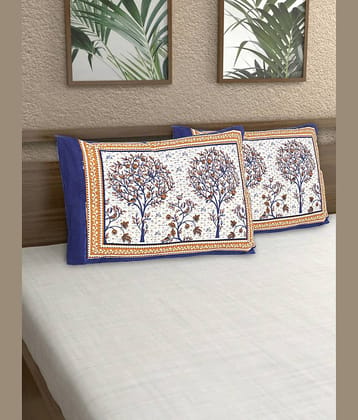 AJ Home - Pack of 2 Cotton Floral Regular Pillow Cover ( 68.58 cm(27) x 43.18 cm(17) ) - Blue