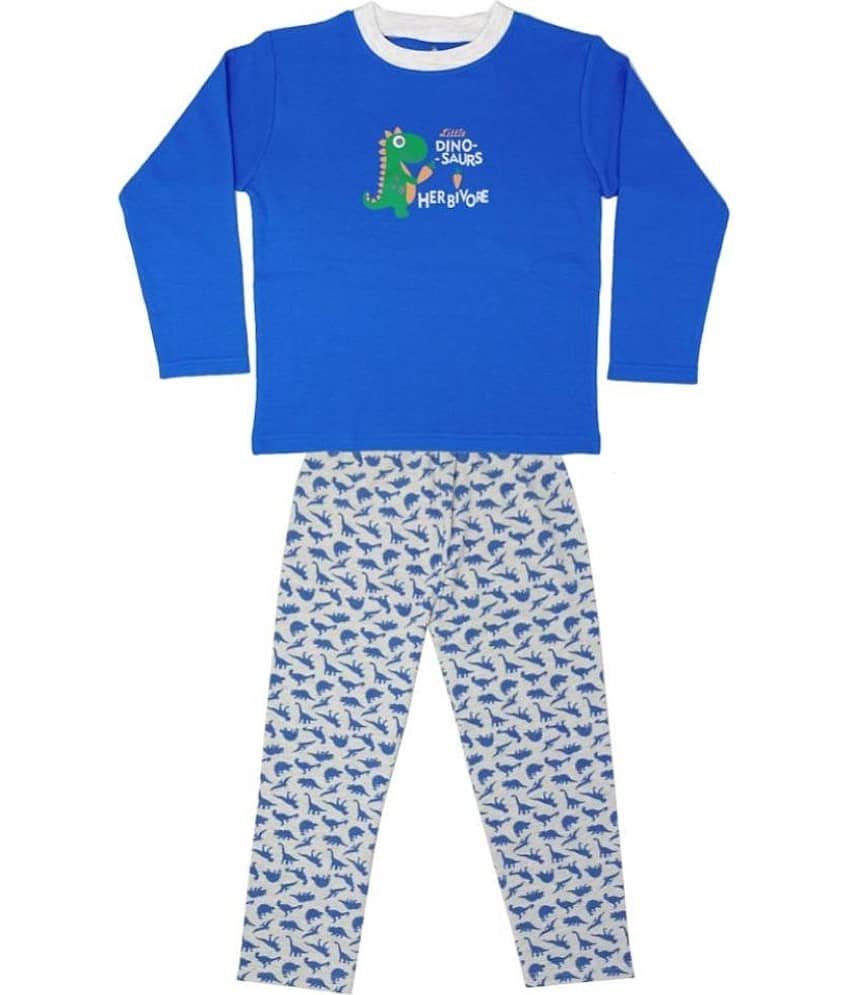 KABOOS Pack of 1 Boys 100% Cotton Nightsuit Set ( Sky Blue )