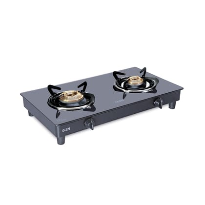 2 Burner PNG Glass Gas Stove with High Flame Brass Burner Black (CT1021GTHFBBBLPN)
