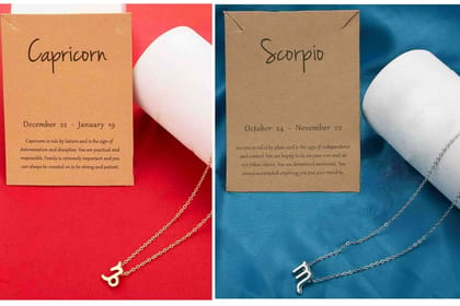 Pinapes Capricorn and Scorpio Pendant Necklaces Alloy Zodiac Jewelry Set