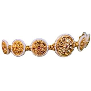 SPARKLING Floral Kundan Studded mathapatti Sheesh Patti Hairband - Traditional Golden Headpiece for Women and Girls jewellery
