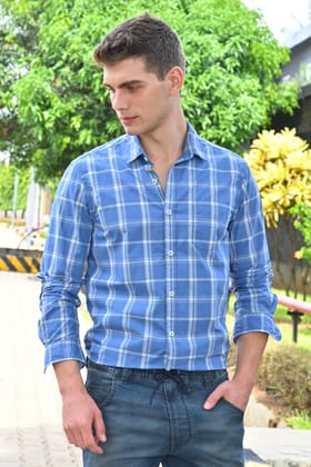 Benjamin - Soft Cotton Check Shirt - Blue-S-38 / BLUE