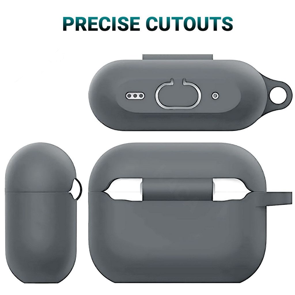 LIRAMARK Silicone Soft Case Cover with Buckle for Airpods Pro 2 Case (2023/2022), AirPods Pro 2nd Generation Cover (Grey)