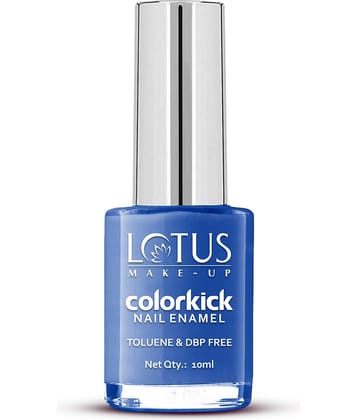 Lotus Make,Up Colorkick Nail Enamel , Indigo 74 , Chip Resistant ,Glossy Finish , 10Ml