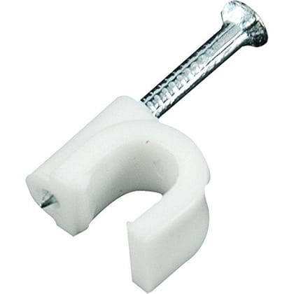 EHOP 100 Pcs 7mm Diameter Wire Fastener Circle Cable Clips with Metal Nail