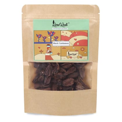Rural Roots Black Cardamom 50g | Authentic Badi Elaichi | Smoky Flavor Spice | Handpicked Whole Pods | Natural Aromatic Masala | Fresh & Pure