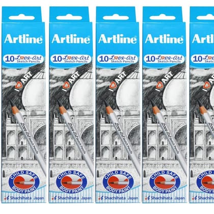 Artline Sketch Pencil Set Of 10 (GRADE HB X 5) | For Drawing, Sketching, Hatching, Shading | Ultra Dark and Super Smooth