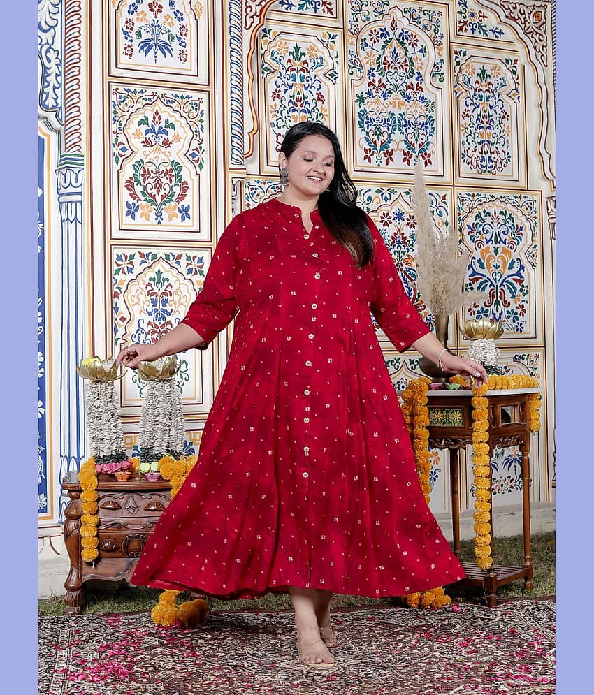 Swasti Women Cotton Blend Gown ( Maroon )