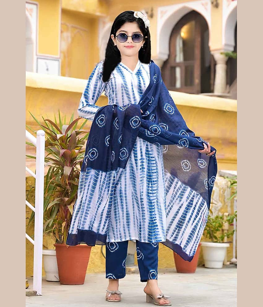 A TO Z CART Girls Cotton Kurti with Pants ( Pack of 1 , Blue )