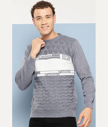 Aarika Woollen Round Neck Men's Full Sleeves Pullover Sweater - Grey ( Pack of 1 )