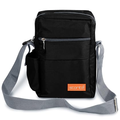 Storite 10 Inch Stylish Padded Mini Sling Bag for Men and Women, Small Passport Travel Bag and Small Sling Bag With Water Bottle Pocket (Black - 16x7.5x25 cm) Storite 10 Inch Stylish Padded Mini Sling Bag for Men and Women, Small Passport Travel Bag and 