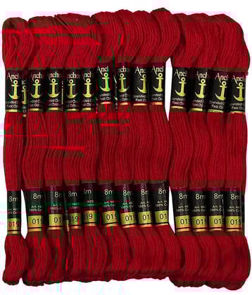 PRANSUNITA Anchor Stranded Cotton 6 Strand Cross-Stitch Hand Embroidery Stranded Cotton Craft Sewing Floss Thread, Pack of 10