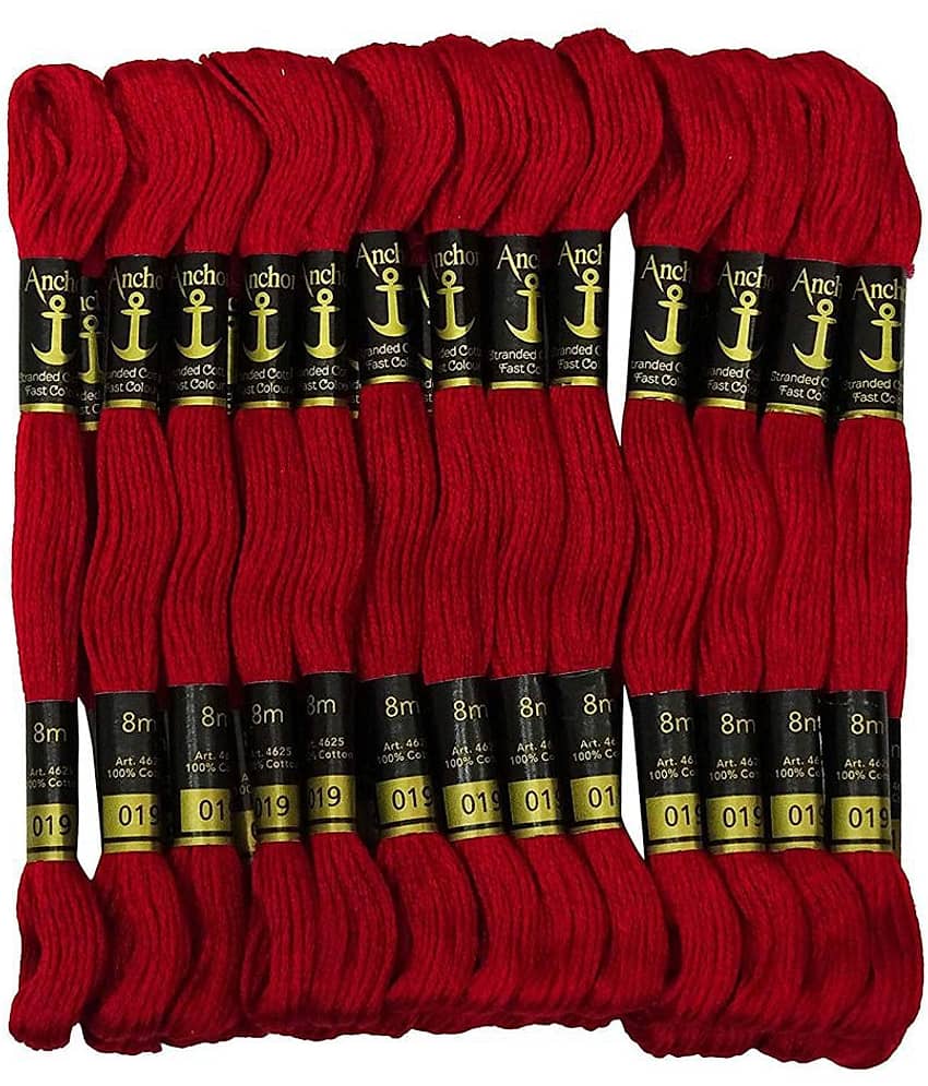 PRANSUNITA Anchor Stranded Cotton 6 Strand Cross-Stitch Hand Embroidery Stranded Cotton Craft Sewing Floss Thread, Pack of 10