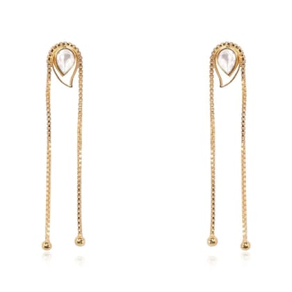 Silver 92.5 Aam Ras With Chain Earring-Gold