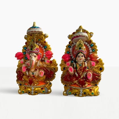 Eco Friendly Lakshmi Ganesha Statue, Multicolor