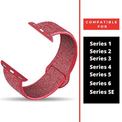 Red Nylon Strap For Apple Watch Series 7 (42mm/44mm/45mm/46mm/49mm)