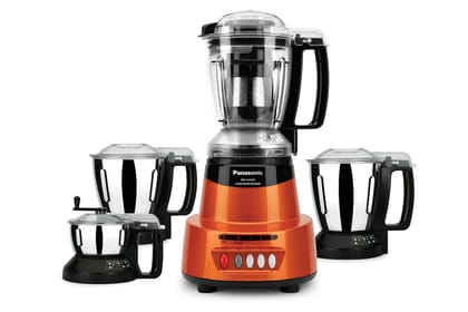 Panasonic Heavy Duty Mixer Grinder For Kitchen MX-AV425 (Sunstone Orange) Elements Series Powerful 1500W (MMLW) 4 Jar (Three-304 Stainless Steel & 1Juicer Extractor Jar) | 5 Years Motor Warranty Panasonic Heavy Duty Mixer Grinder For Kitchen MX-AV425 (Su