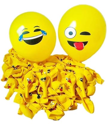ZYOZI Party Decoration 12inch 15 Pcs Latex Balloons for Happy Birthday Party Face Emoji Balloons Smile Printed Balloons Birthday Home Decoration Multicolor (Yellow Emoji)