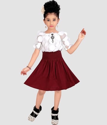 9stiches - Maroon Net Girls Frock ( Pack of 1 )
