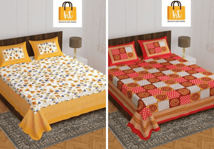 2201-Hometrade India- Standard Double Size (90*100 in )-Combo Double Bedsheet