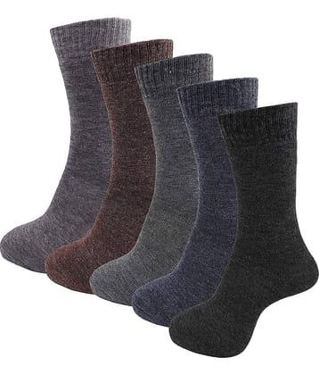RC. ROYAL CLASS - Woollen Men's Solid Multicolor Full Length Socks ( Pack of 5 )