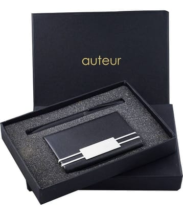 Auteur 2-in-1 Premium Gift Set with a Black Metal Ball Pen and a Premium RFID safe Card Holder.