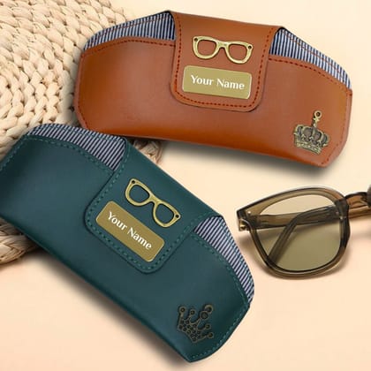 Personalized Leather Sunglasses Case Combo with Name & Charms