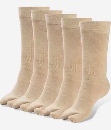 Texlon Beige Woollen Women's Thumb Socks ( Pack of 5 )