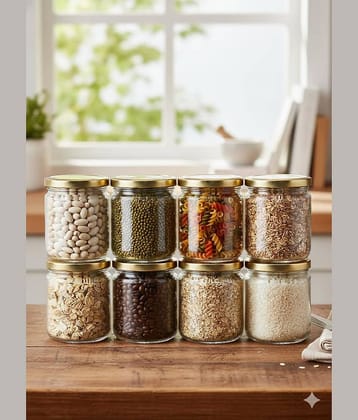 AFAST Food Storage Jar Glass Transparent Food Container ( Set Of 8 )