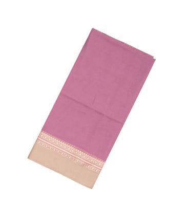 Dusty Pink Woven Bengal Cotton Saree With Contrast Border-BG1023-Dusty Pink