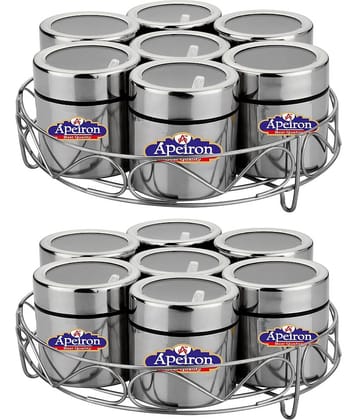 APEIRON - Silver Steel Spice Container ( Pack of 2 )
