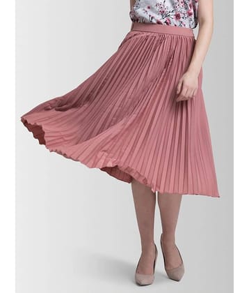 KZULLY - Pink Crepe Women's Flared Skirt ( Pack of 1 )